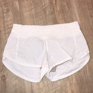 White lulu running shorts